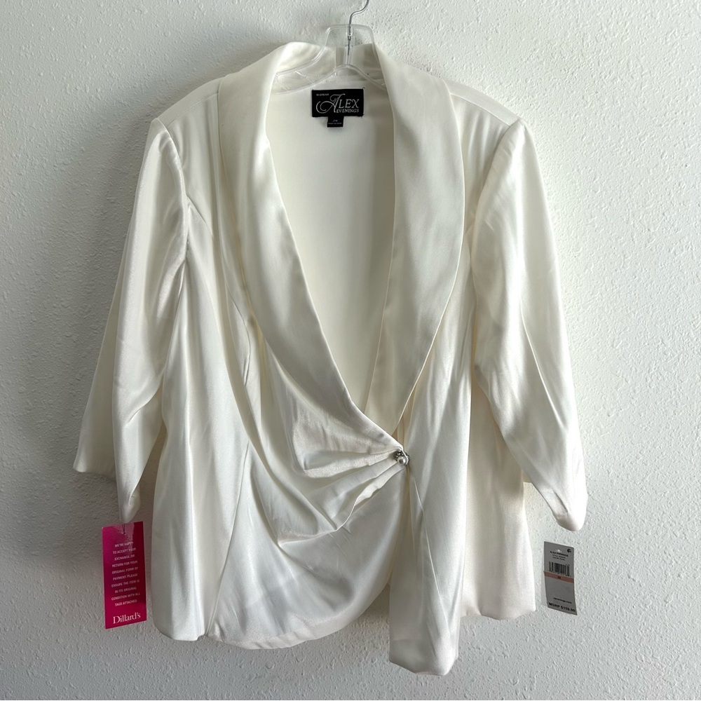 Alex Evenings Shimmer Blouse Womens Plus Size 2X Button Front 3/4 Sleeves Formal